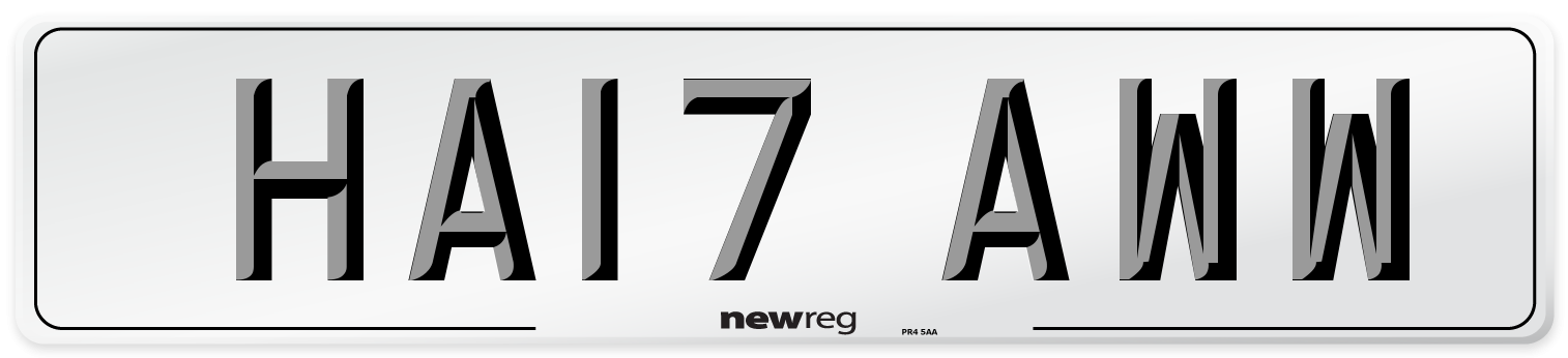 HA17 AWW Number Plate from New Reg